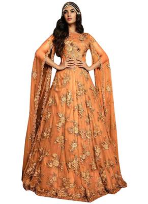 Orange Embroidered Net Salwar 1
