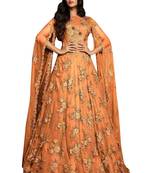 Orange Embroidered Net Salwar
