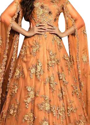 Orange Embroidered Net Salwar 2