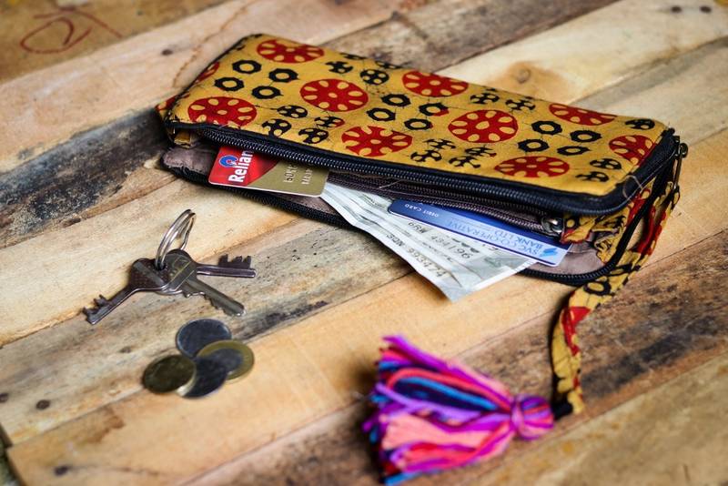Cotton Batik Zip Wallet
