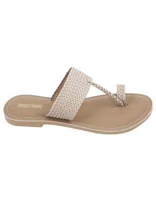 Trends & Trades Womens Hand-Woven Genuine Tan & Gold Leather Flats 2
