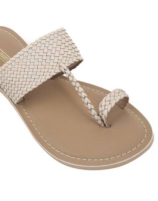 Trends & Trades Womens Hand-Woven Genuine Tan & Gold Leather Flats 3