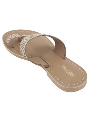 Trends & Trades Womens Hand-Woven Genuine Tan & Gold Leather Flats 4