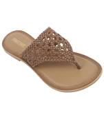 Trends & Trades Womens Hand-Woven Genuine Tan & Gold Leather Flats
