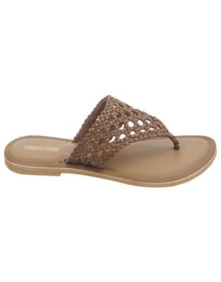Trends & Trades Womens Hand-Woven Genuine Tan & Gold Leather Flats 2