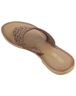 Trends & Trades Womens Hand-Woven Genuine Tan & Gold Leather Flats 4