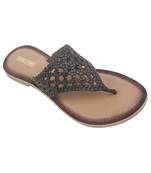 Trends & Trades Womens Hand-Woven Genuine Tan & Gold Leather Flats