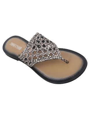 Trends & Trades Womens Hand-Woven Genuine Tan & Gold Leather Flats 1