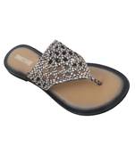 Trends & Trades Womens Hand-Woven Genuine Tan & Gold Leather Flats