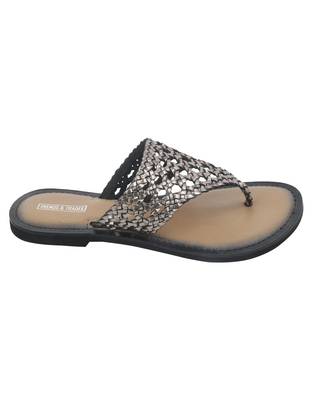 Trends & Trades Womens Hand-Woven Genuine Tan & Gold Leather Flats 2