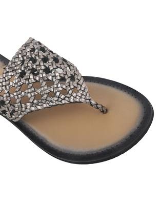Trends & Trades Womens Hand-Woven Genuine Tan & Gold Leather Flats 3