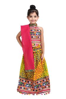 Yellow Bandhani Halter Neck Chaniya Choli