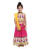 Pink Black Dandiya Border Plain Cotton Chaniya Choli