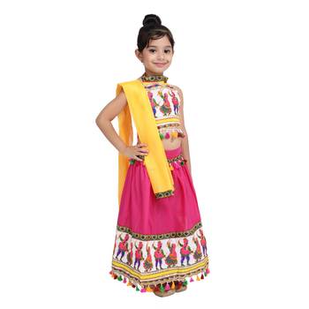 Pink Black Dandiya Border Plain Cotton Chaniya Choli 2