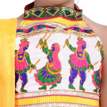 Pink Black Dandiya Border Plain Cotton Chaniya Choli 3