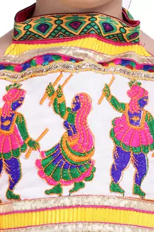 Pink Black Dandiya Border Plain Cotton Chaniya Choli