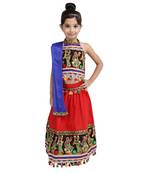 Red Black Dandiya Border Plain Chaniya Choli