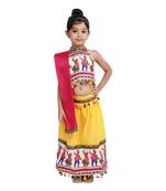 Yellow White Dandiya Border Plain Chaniya Choli