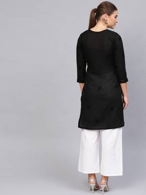 Black hand woven cotton chikankari-kurtis 2