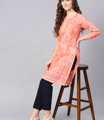 Peach hand woven cotton chikankari-kurtis