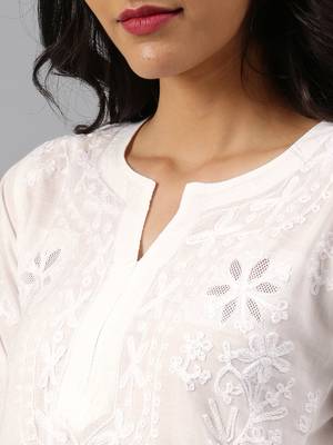 White hand woven cotton chikankari-kurtis 5