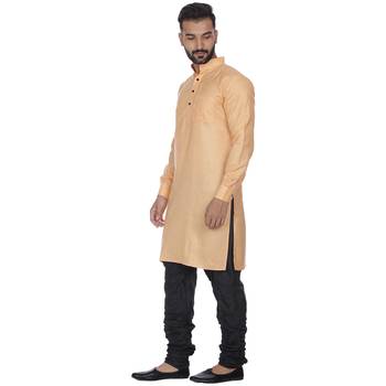 Orange Plain Cotton Men Kurtas 2