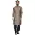 Brown Printed Brocade Silk Men Kurtas