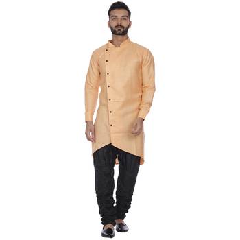Orange Plain Cotton Men Kurtas 1
