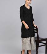 Black hand woven cotton chikankari-kurtis