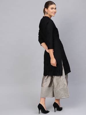Black hand woven cotton chikankari-kurtis 4