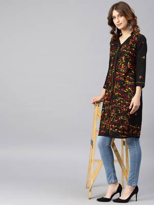 Multicolor hand woven cotton chikankari-kurtis 1