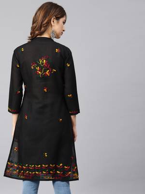 Multicolor hand woven cotton chikankari-kurtis 2