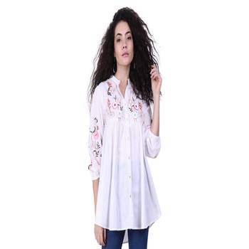White Embroidered Cotton Party Top  1