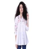 White Embroidered Cotton Party Top 