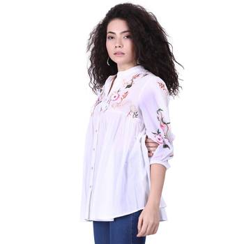 White Embroidered Cotton Party Top  2