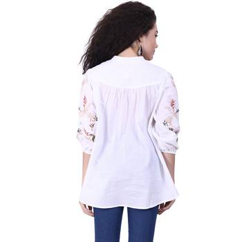 White Embroidered Cotton Party Top  4
