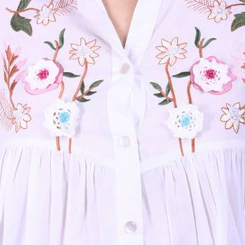 White Embroidered Cotton Party Top  5