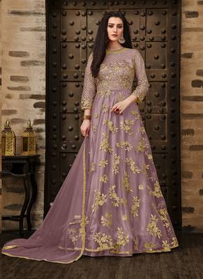 Lilac embroidered net salwar 1