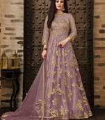 Lilac embroidered net salwar