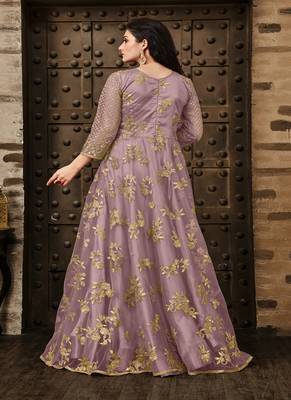 Lilac embroidered net salwar 2