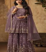 Lavender embroidered net salwar