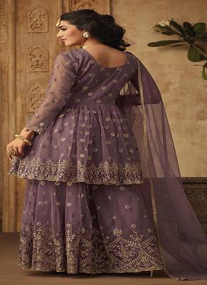 Lavender embroidered net salwar 2