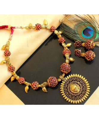 Beautiful Kemp Rudhra Balls Durga Designer Pendant Necklace Set 1