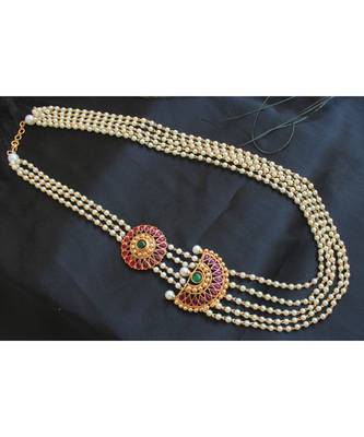 Beautiful Kemp Green Multi Layer Designer Pearl Necklace Set 1