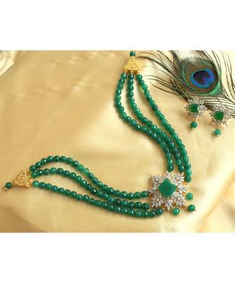 Beautiful Cz White Emerald Agates Multi Layer Designer Choker Necklace Set 1