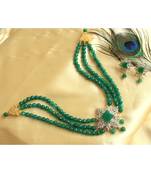 Beautiful Cz White Emerald Agates Multi Layer Designer Choker Necklace Set