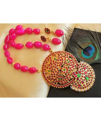 Beautiful Kemp Green Tumble Beads Designer Necklace Set 1
