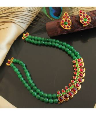 Beautiful Kemp Green Agates Mango Designer Necklace Set 1