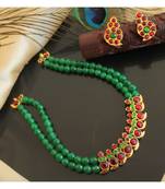 Beautiful Kemp Green Agates Mango Designer Necklace Set