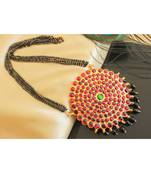 Beautiful Kemp Green Big Pendant Mangalsutra